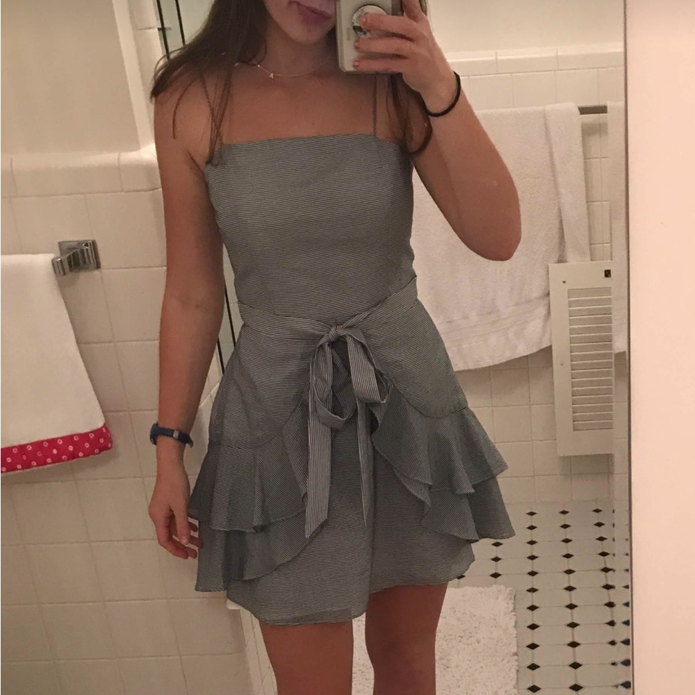 Striped ruffle bow dress